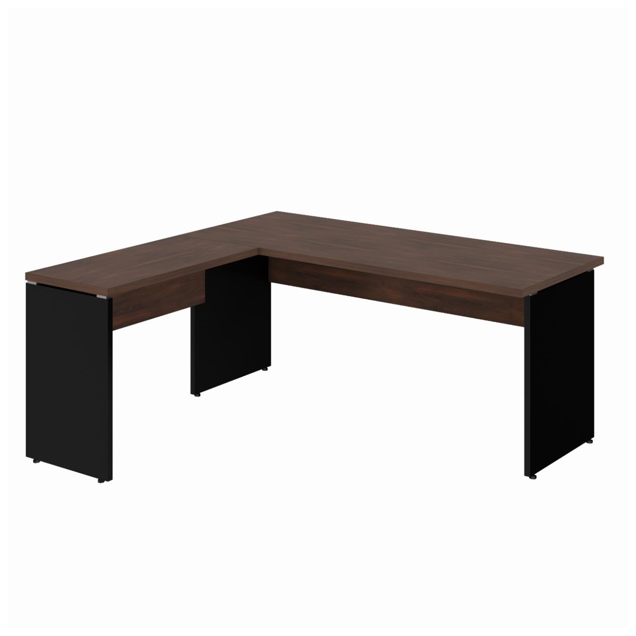 Móveis para Escritório Mesa em L (Mesa 1,35m + Mesa Auxiliar) – S/ Gavetas MARSALA/PRETO – 25422