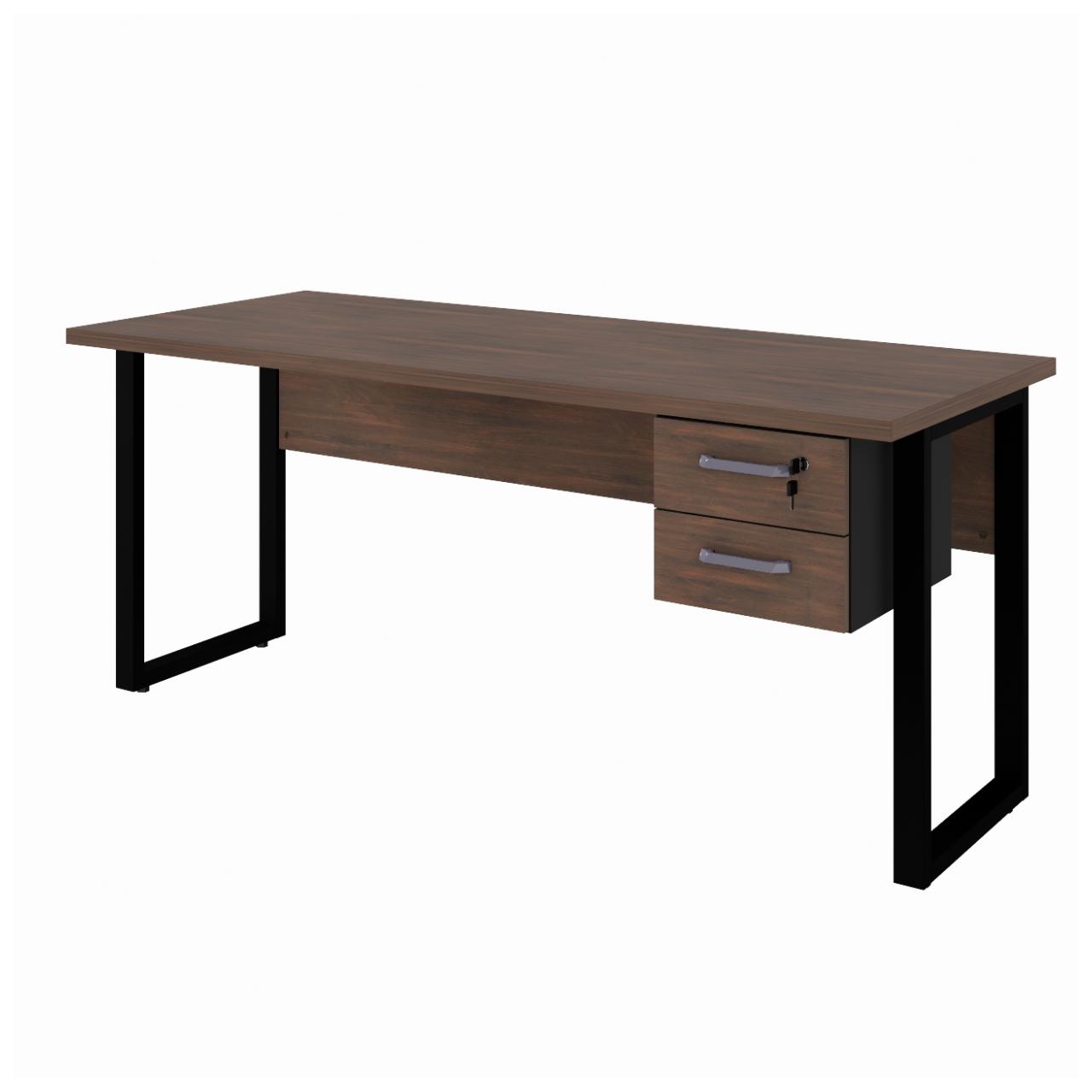 Mesa Escritório PÉ QUADRO 1,70x0,60m - C/ Gavetas - MARSALA/PRETO - 25475