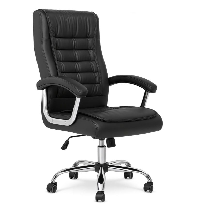 Cadeira Escritório Poltrona LUXO IMPORTADA Concha Dupla Syncron - Couríssimo Preto - 30017