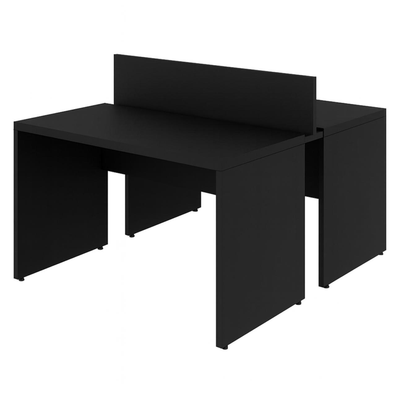 Mesa Dupla para Escritório 1,20x1,35mm - S/ Gavetas - PRETO/PRETO - 26070