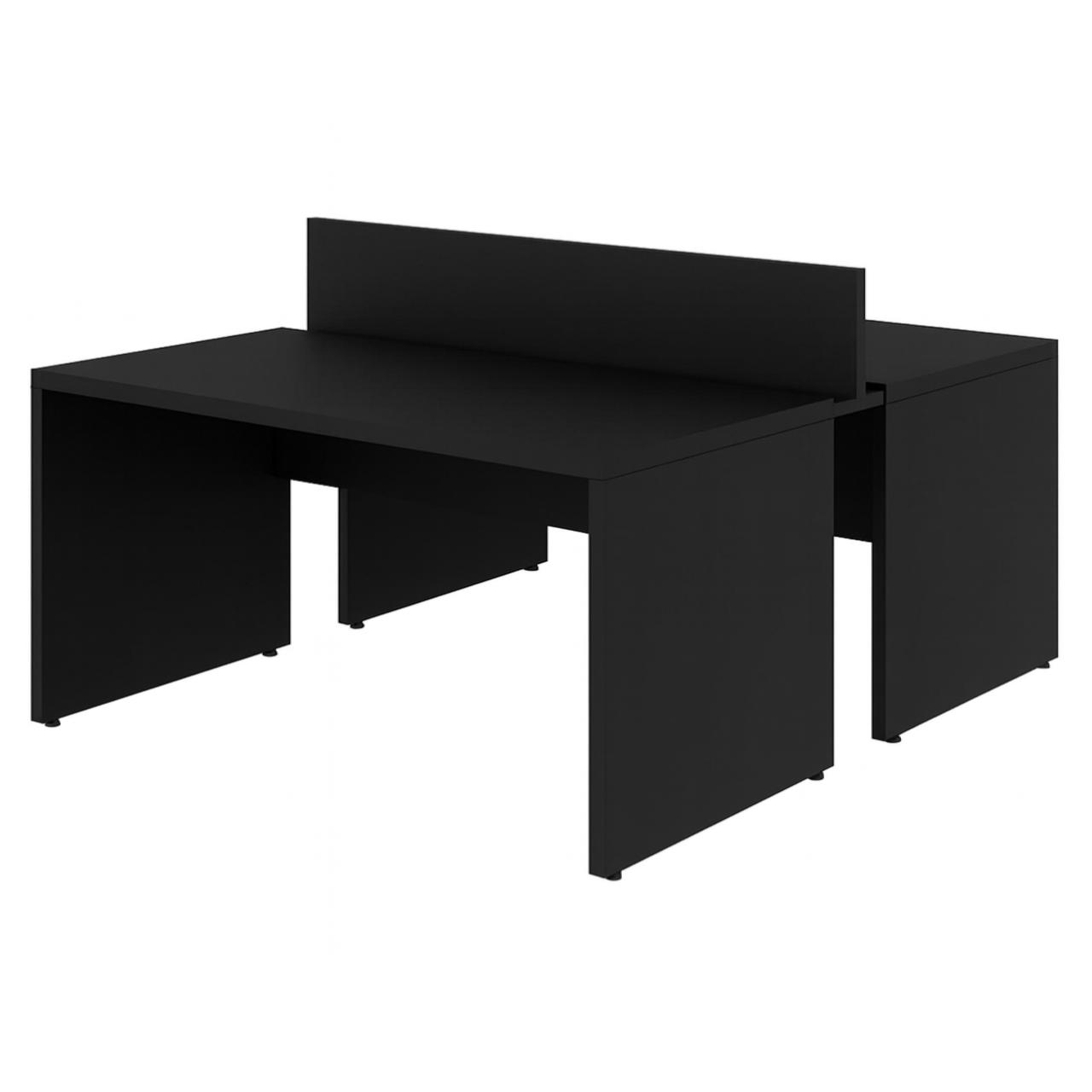 Mesa Dupla para Escritório 1,50x1,35mm - S/ Gavetas - PRETO/PRETO - 26072