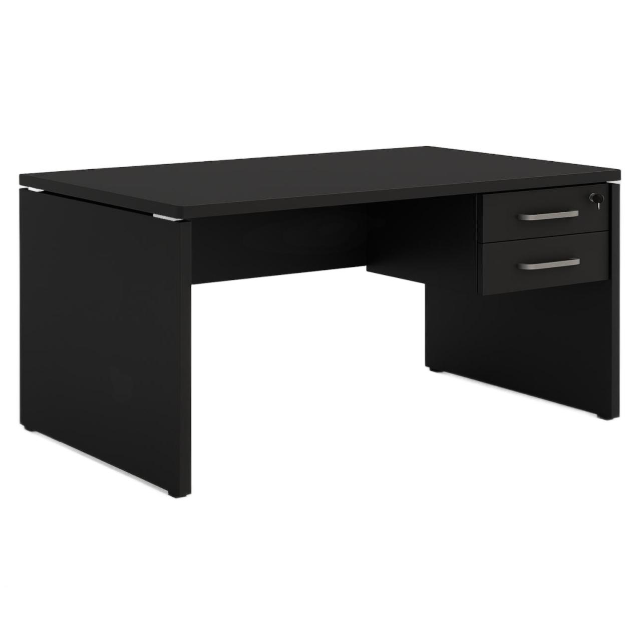 Móveis para Escritório Mesa Escritório 1,50x0,60m - C/ Gavetas - PRETO/PRETO - 26021