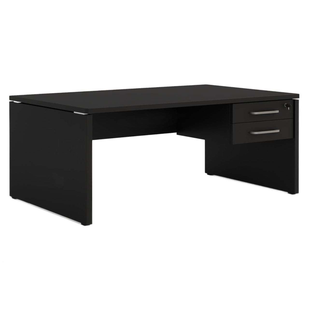 Móveis para Escritório Mesa Escritório 1,70x0,70m - C/ Gavetas - PRETO/PRETO - 26022