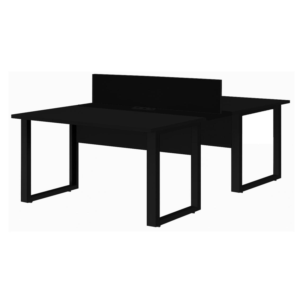 Mesa Dupla de Escritório PÉ QUADRO - 1,50x1,35m - S/ Gavetas - PRETO / PRETO - 26803