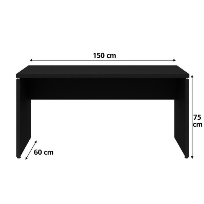 Móveis para Escritório Mesa Dupla para Escritório 1,50x1,35mm - S/ Gavetas - PRETO/PRETO - 26072