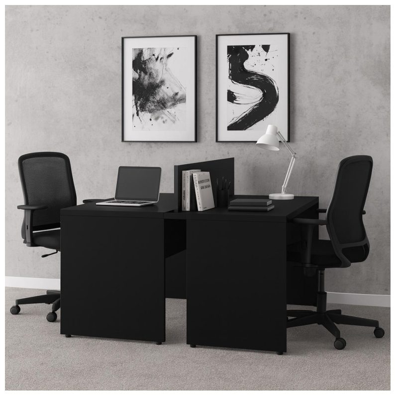 Móveis para Escritório Mesa Dupla para Escritório 1,50x1,35mm - S/ Gavetas - PRETO/PRETO - 26072