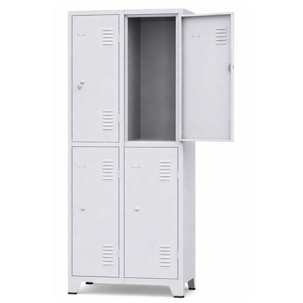 Armário Roupeiro de Aço c/ 04 Portas Grandes - 1,96x0,63x0,36m - 10902