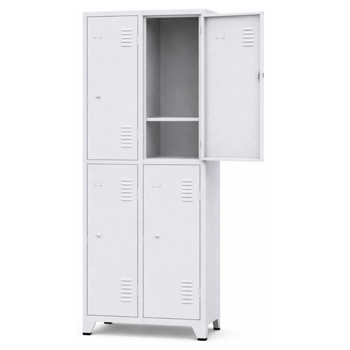 Armário Roupeiro de Aço c/ 04 Portas Grandes c/ divisória - 1,96x0,63x0,36m - 10992