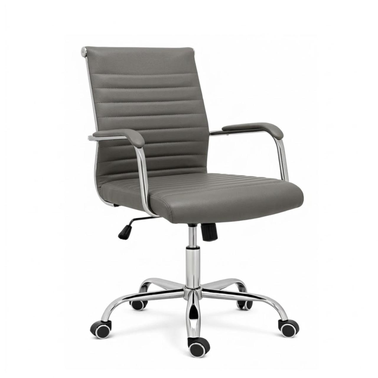Cadeira Escritório Cadeira de Escritório Diretor LONDON Giratória - Corino Cinza Médio - 31093