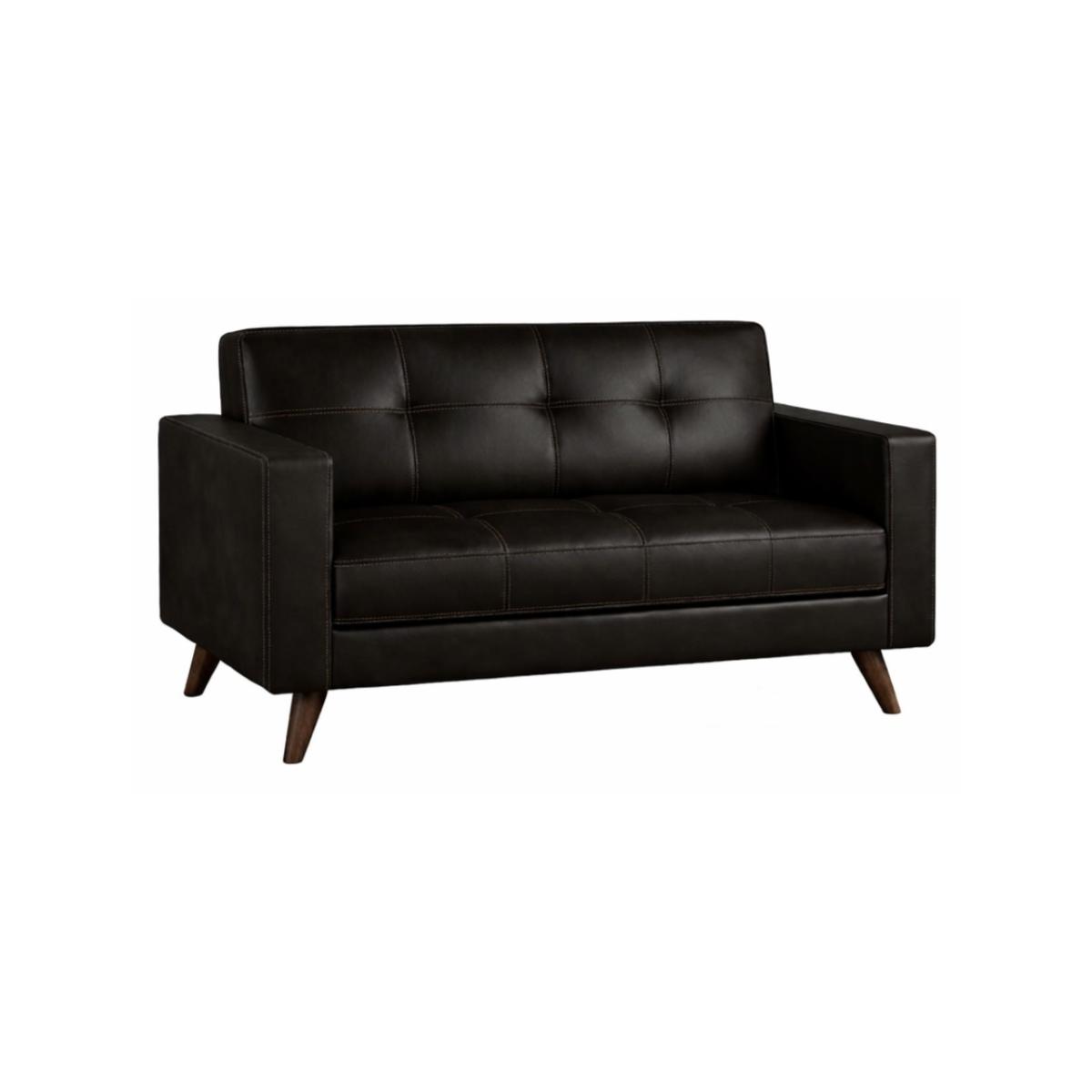Sofá para Escritório 02 Lugares Slim Roma – Design Retrô com Pés Palito - Corino Café - 62401