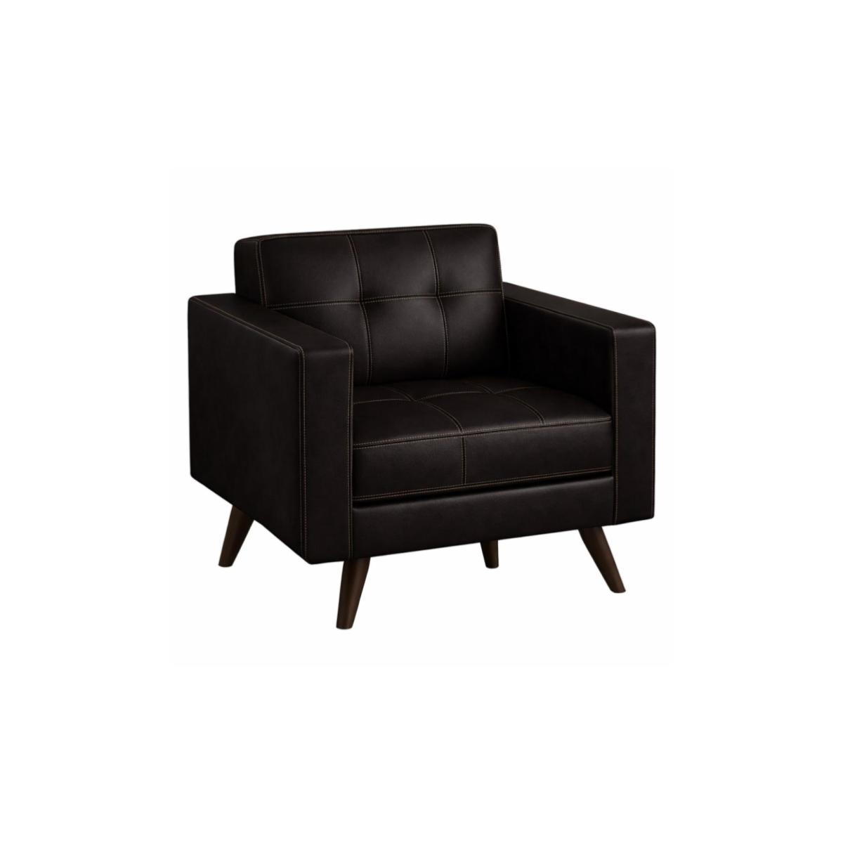 Poltrona Decorativa Roma – Design Retrô com Pés Palito - Corino Café - 62400